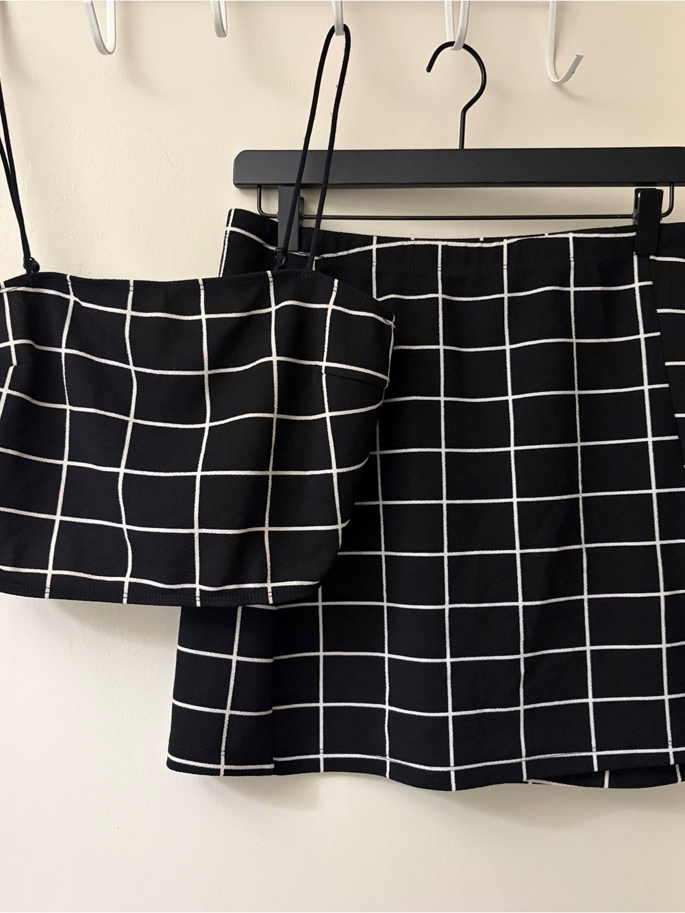 SHEIN Black & White Grid Mini Skirt Set